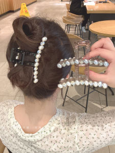 Elegant Large Pearl Diamond Shark Clamp Hair Grips Womens Hair Accessories Original Design Hairpins Hair Decorations