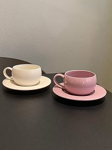 Snug Ceramic Material Cup With Saucer Coffee Cup Multiuse Plate 250ml Coffee Cup Cute Ball Shape Cup