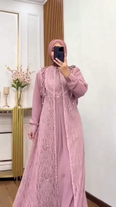 New Devita Dress Ceruty Brukat Dress Dewasa terbaru 2025 Dress kondangan brukat Dress lebaran wanita