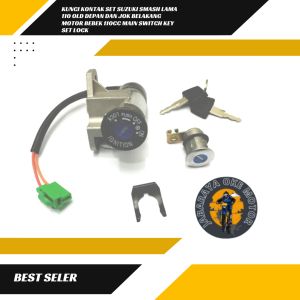 KUNCI KONTAK SET SUZUKI SMASH LAMA 110 OLD DEPAN DAN JOK BELAKANG MOTOR BEBEK 110cc MAIN SWITCH KEY SET LOCK