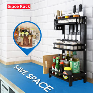 Kitchen Spice Rack Stainless Steel Seasoning Storage Rack Condiment Stainless Steel Rak Rempah