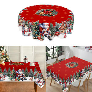 Christmas Tablecloth Santa Snowman Table Cover Christmas Party Table Decorations for Home 2025 Navidad Notal Noel Xmas Ornaments