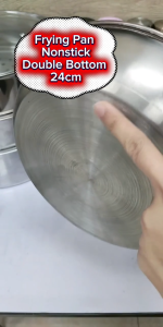 Frying Pan Nonstick Stainless Steel Durable Double Bottom Even Heat Distribution 24cm 2nd Grade
