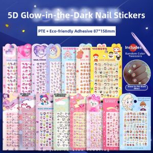 JIELI | Glow In Dark 5D Embossed Waterproof Self-Adhesive Children Nail Stickers