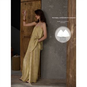 Cool Anti Nipple Sleepwear Set for Women with Padded Top and Trousers