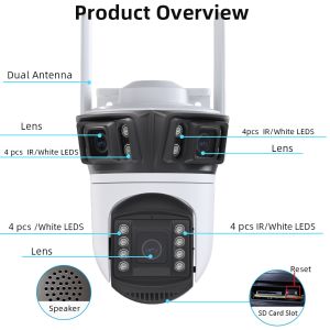 LLSEE ICSEE กล้องวงจรปิด wifi 360 ไร้สายกลางแจ้งกล้องวงจรปิดสามเลนส์ IP66 ไร้สายกลางแจ้งกันน้ำบ้านกล้องวงจรปิด