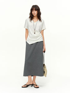 DUSHU | Gathered Waist Irregular Womens T-Shirt