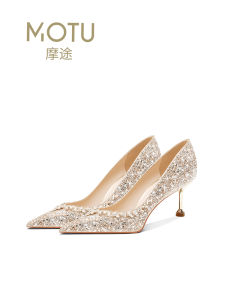Princess Style High Heels Bridal Shoes Two-Way Wear Daily Comfortable Fine Heel French Style Wedding Shoes for Engagement