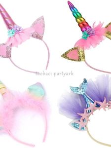 เครื่องประดับผมลายมังกรสีชมพูสำหรับเด็กผู้หญิง หมวกปาร์ตี้วันเกิด เครื่องประดับผมลายปลาฉลามและมังกรสุดน่ารักสำหรับเด็ก