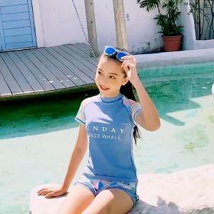 Đồ Bơi Cho Bé Gái Bộ Bơi Bé Gái Habi Fashion HB2301 Họa Tiết Sunday Tay Ngắn Thiết Kế Dễ Thương Chất Liệu Co Giãn Cho Bé Từ 18-60kg