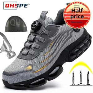 Rotating Button New Safety Shoes Men Anti-smash Anti-puncture Work Shoes Fashion Men Sport Shoes Security Protective Boots Men