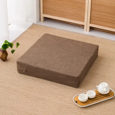 Thickened Linen Zafu Meditation Pad Tatami Style Floor Cushion Removable Cover Square Yoga Mat for Home Balcony Zen Study
