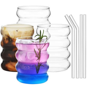 400/13 Oz Wave Bubble Glass ชุด 4 เย็นถ้วยกาแฟอเมริกัน Wave Bubble แก้วเครื่องดื่มถ้วยสําหรับค็อกเทลวิสกี้ Bar Party