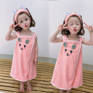 Childrens Bath Towel Swimsuit Quick Dry Pure Cotton Strap Bath Skirt Large Bath Robe for Boys And Girls Home Use