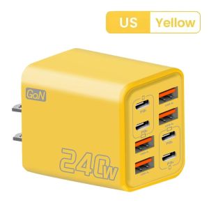 Aitemay 8-in-1 GaN USB-C Desktop Charger 240W Fast Charge with Type-C Cable for iPhone Samsung Xiaomi EU/US/UK Plug