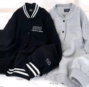 XXL Bordir Sweater Jaket Baseball Jumbo Wanita Oversize | Varsity Jaket Net Print Wanita Korea | Jaket Bomber Wanita