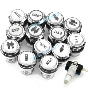 33mm Chrome Push Button12v 5v Led Illuminated Coin Select PAUSE EXIT START Switch Arcade Stick Game Claw Machine USB Board Diy