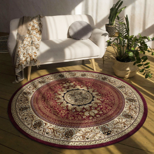 VIKAMA 3D Christmas Tree Base Round Rug Flannel Non Slip Circular Carpet Snowman Gift Lantern Pattern Living Room Floor Mat Xmas