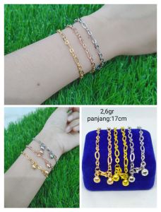 GELANG NORI 3×1 +2BEL / GELANG PERAK ASLI SILVER 925 LAPIS EMAS/ GELANG FASHION WANITA TERBARU