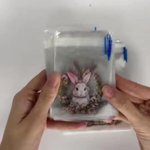 100pcs Easter Bunny Cookie Packaging Bag Party Candy Chocolate Toffee Souvenir Self-Adhesive Rabbit Bag Gift Bag