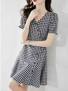 Đầm caro mẫu 135 thời trang