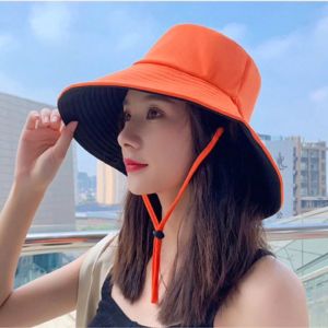 Topi bucket hat wide lebar pakai tali fasion korea cewek terbaru topi bucket perempuan kekinian