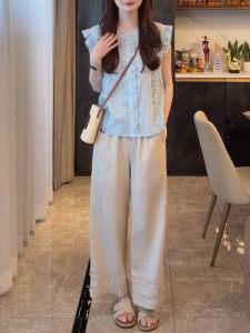 Shalldoer | ชุดสองชิ้นสไตล์เกาหลีสำหรับผู้หญิงในช่วงฤดูร้อนปี 2025 แขนกุด ทรงตรง กระดุมสี่เหลี่ยม สไตล์ใหม่ ชุดแฟชั่น