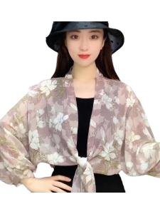 Áo Khoác Tay Rộng Mùa Hè Bằng Lụa Băng Áo Che Nắng Áo Khoác Ngoài Áo Sơ Mi Áo Che Nắng Đa Năng Thời Trang Mùa Hè