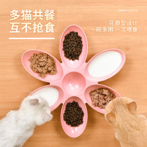 2024 new pet food pot simple 6-point petal pet bowl cats and dogs do not grab food