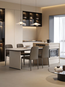 PINYOU | Expandable Modern Simple Italian Rock Plate Dining Table