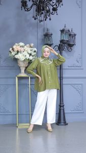 Atasan Alya Blus Korean Style / Blus Wanita Model Renda / Pakaian Wanita Jumbo / El Fatih Collection