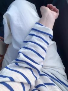 Spring Autumn Salt System Casual Loose Womens Long Sleeve Knitted Stripe T-Shirt Summer Anti-UV Top Slimming Effect