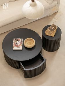NONG HOME | Storage Solid Wood Round Side Table