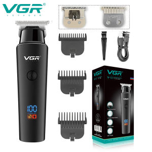 VGR Hair Trimmer 0mm Hair Clipper LED Display Hair Cutting Machine Professional Electric Rechargeable 0mm Trimmer for Men V-937