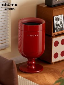 CHUMX | Home Luxury Red Wine Glass Shape No Bending Large Capacity Trash Can for Living Room Kitchen