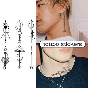 Geometric Pattern Neck and Arm Long-Lasting Waterproof 1-2 Weeks Temporary Tattoo Realistic Semi-Permanent Fake Tattoo