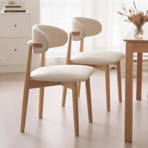 Foshan New Nordic Style Creamy Soft Padded Solid Wood Dining Chair Home Use Table Chair Artistic Style Upholstered Seat