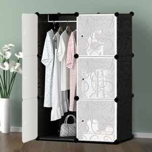Economical Modern Simple Adult Wardrobe Plastic Fabric Steel Frame Wooden Bedroom Storage Organizer Easy Assembly Disassembly