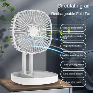 Foldable Fan Desktop Mini Fan Rechargeable Multi-function Portable Fan Multi-angle Circulating Fan for Bedroom Office Fishing Camping