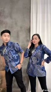 KEMEJA BATIK PRIA LENGAN PENDEK MODERN TERBARU MOTIF BANYU LANGIT BIRU BAHAN KATUN M L XL XXL KEMEJA STAR BATIK JAYA LENGAN PENDEK TERBARU