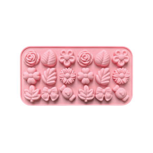 1pc 18 hole leaf flower shaped DIY non stick silicone mold for gummies chocolates candies
