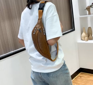 กระเป๋าคาดอก กระเป๋าคาดเอว หนังPU มีซิป กันน้ํา จุของได้เยอะ สําหรับผู้ชาย