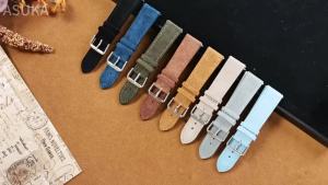 18mm 19mm 20mm 22mm Suede Leather Watch Strap Grey Blue Black Brown Stitching Suede WatchBand Quick Release ReplacementWristband