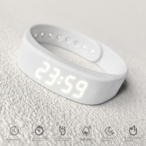 นาฬิกาข้อมือแบบดิจิตอลสำหรับผู้หญิง ป้องกันน้ำ ไม่มีเสียง นาฬิกาตั้งเวลาแบบสั่น สายรัดข้อมือ นาฬิกาสำหรับนักเรียนมัธยมต้นและมัธยมปลาย