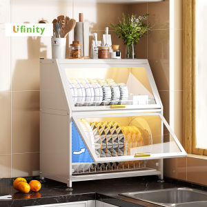 Lifinity Dish Rack with Drainer Kitchen Countertop Plate Organizer Storage Shelves Dish Rack Organizer Cabinet