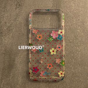LIANGWU | Colorful Floral Full-screen IPhone Case Simple Ins Style Web Celeb Womens Translucent Glitter New Hot