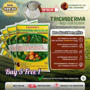(5 FREE1)X1KG TRICHODERMA WITH BACILLUS 1.000.000BT/g PLANTS BIOFERTILIZER STRONGER GROWTH&PROMOTES HEALTHIER SEEDS AND SOILS