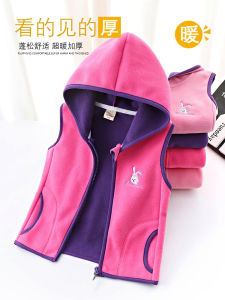 Girl Fleece Vest Outwear Heattech Kids Polar Fleece Waistcoat Spring and Autumn Clothes Baby Hooded Vest Girl Vest