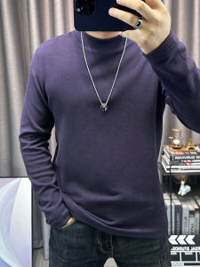 2024 Fall and Winter New Arrival Long Sleeves T-Shirt Mens Half Turtleneck Pure Color All-Matching Dralon Tops Silm Mens Undershirt Tide