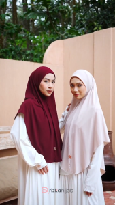 RIZKA HIJAB Liza Bergo Syari Standard Dan Jumbo Jersey Instan Premium Dagu Polos Arab Umroh Haji